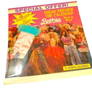 Barbie 1991 Sneak‎ Preview 15-month Calendar with Dress NEW IN PACKAGE